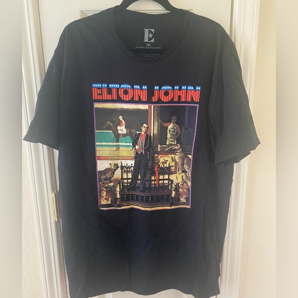 Elton John T shirt- Black Repro Caribou Tour 2XL